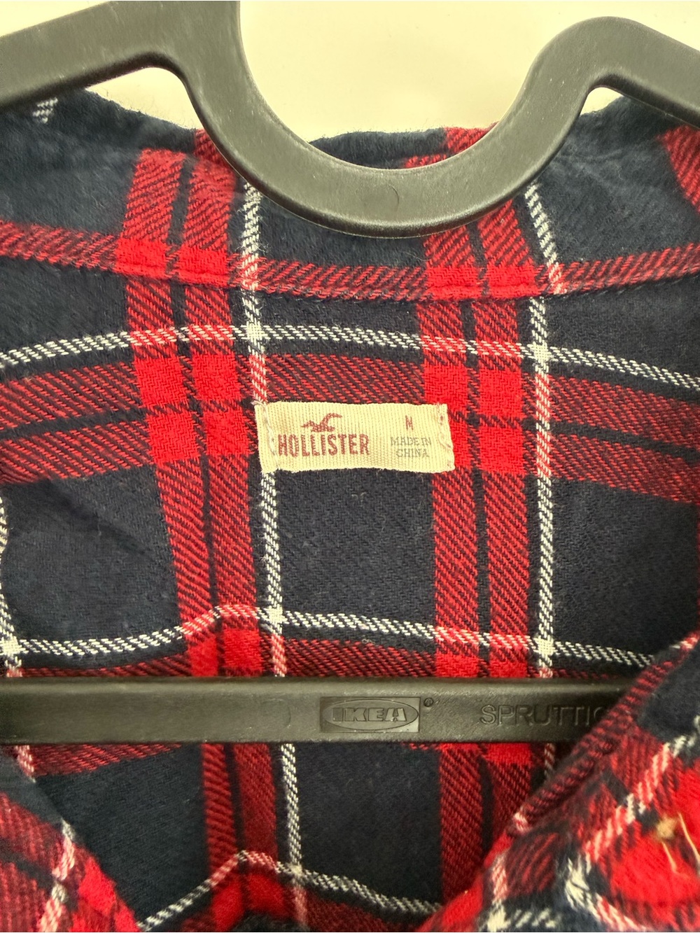 Hollister Red and Navy Plaid Button-Down Shirt - Picture 2 of 4